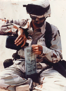 Soldier Using a Flameless Ration Heater